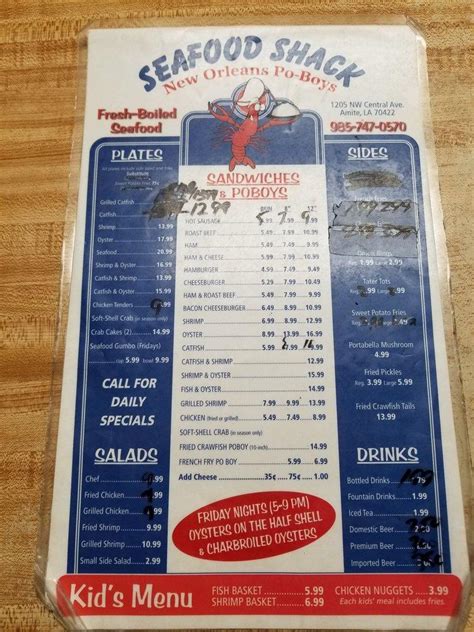 seafood shack amite city menu|Seafood Shack Menu.